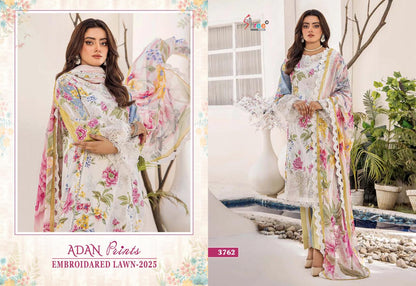 Adan Prints Embroidared Lawn 2025 Shree Fabs Cotton Pakistani Patch Work Suits Supplier