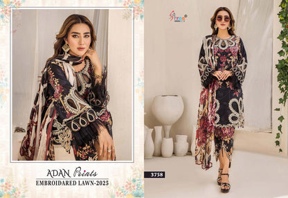 Adan Prints Embroidared Lawn 2025 Shree Fabs Cotton Pakistani Patch Work Suits Supplier