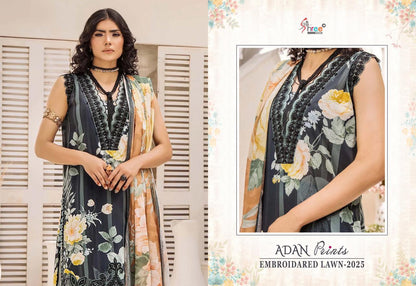 Adan Prints Embroidared Lawn 2025 Shree Fabs Cotton Pakistani Patch Work Suits Supplier