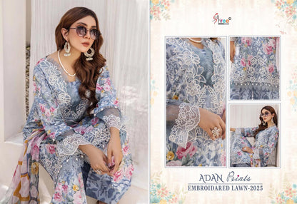 Adan Prints Embroidared Lawn 2025 Shree Fabs Cotton Pakistani Patch Work Suits Supplier