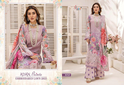 Adan Prints Embroidared Lawn 2025 Shree Fabs Cotton Pakistani Patch Work Suits Supplier