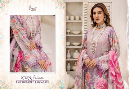 Adan Prints Embroidared Lawn 2025 Shree Fabs Cotton Pakistani Patch Work Suits Supplier