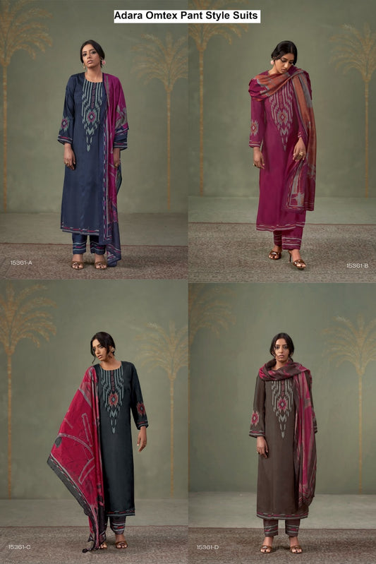 Adara Omtex Muslin Silk Pant Style Suits Wholesaler Gujarat