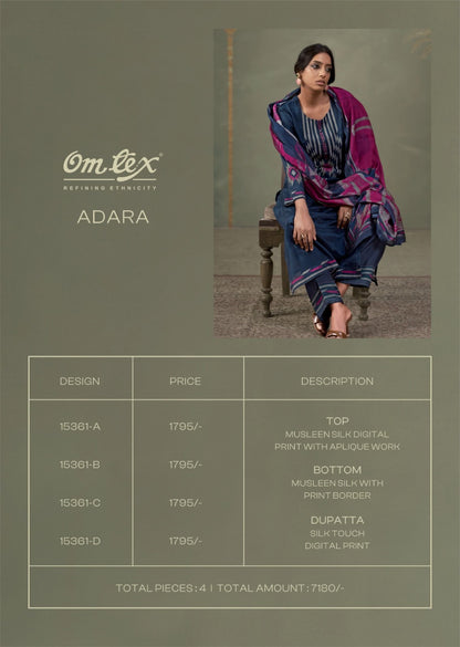 Adara Omtex Muslin Silk Pant Style Suits Wholesaler Gujarat