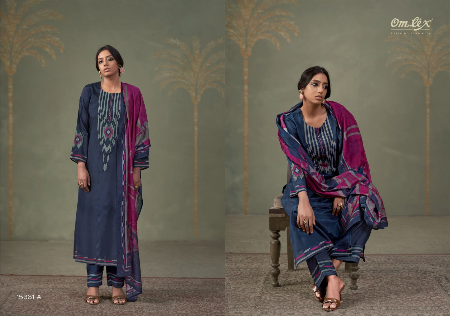Adara Omtex Muslin Silk Pant Style Suits Wholesaler Gujarat