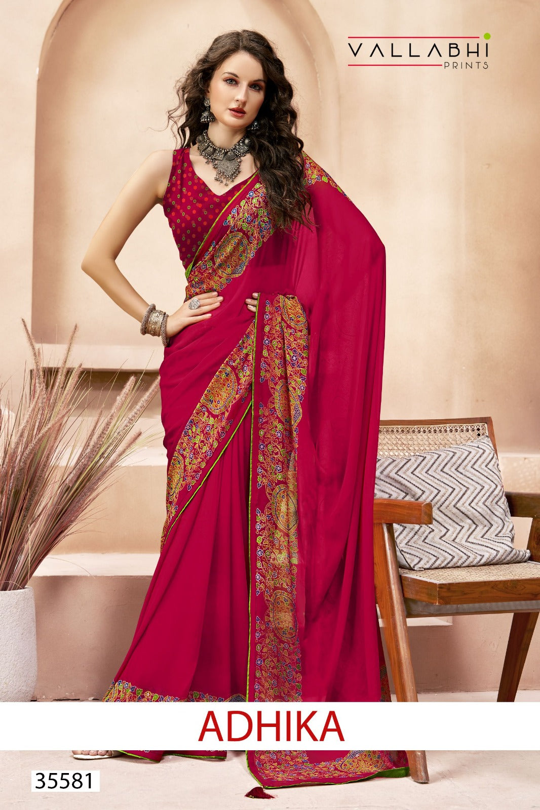Adhika Vallabhi Prints Georgette Sarees Wholesaler Gujarat