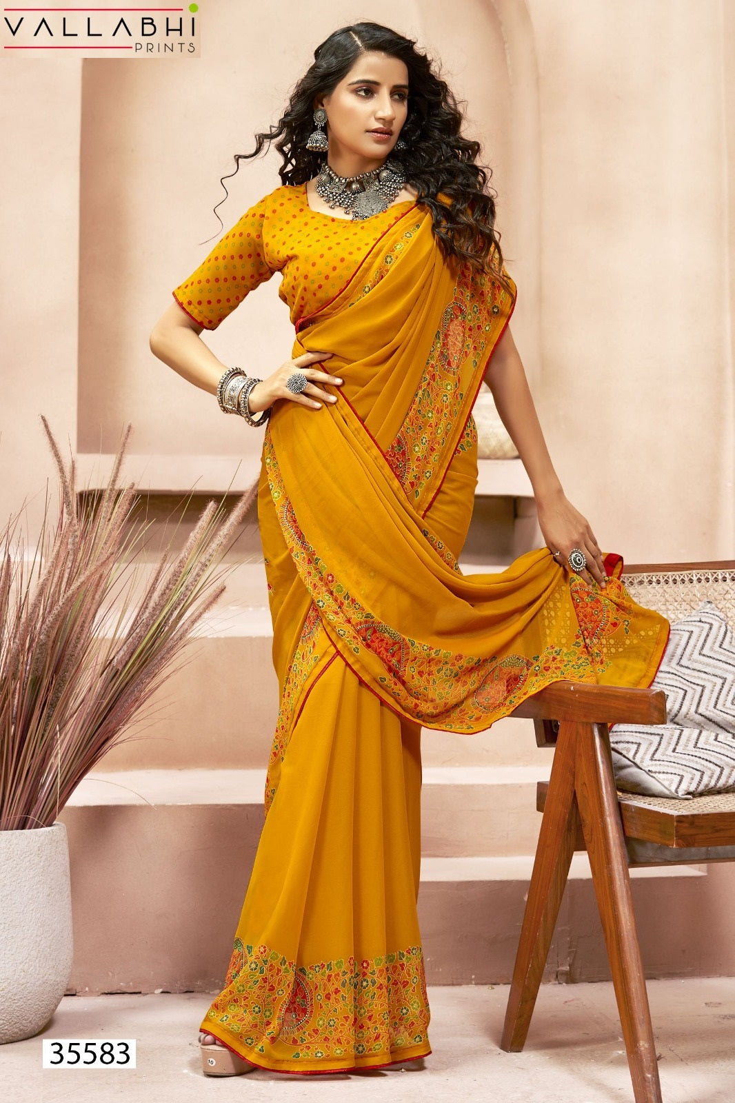 Adhika Vallabhi Prints Georgette Sarees Wholesaler Gujarat