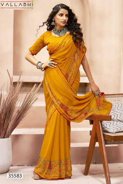 Adhika Vallabhi Prints Georgette Sarees Wholesaler Gujarat