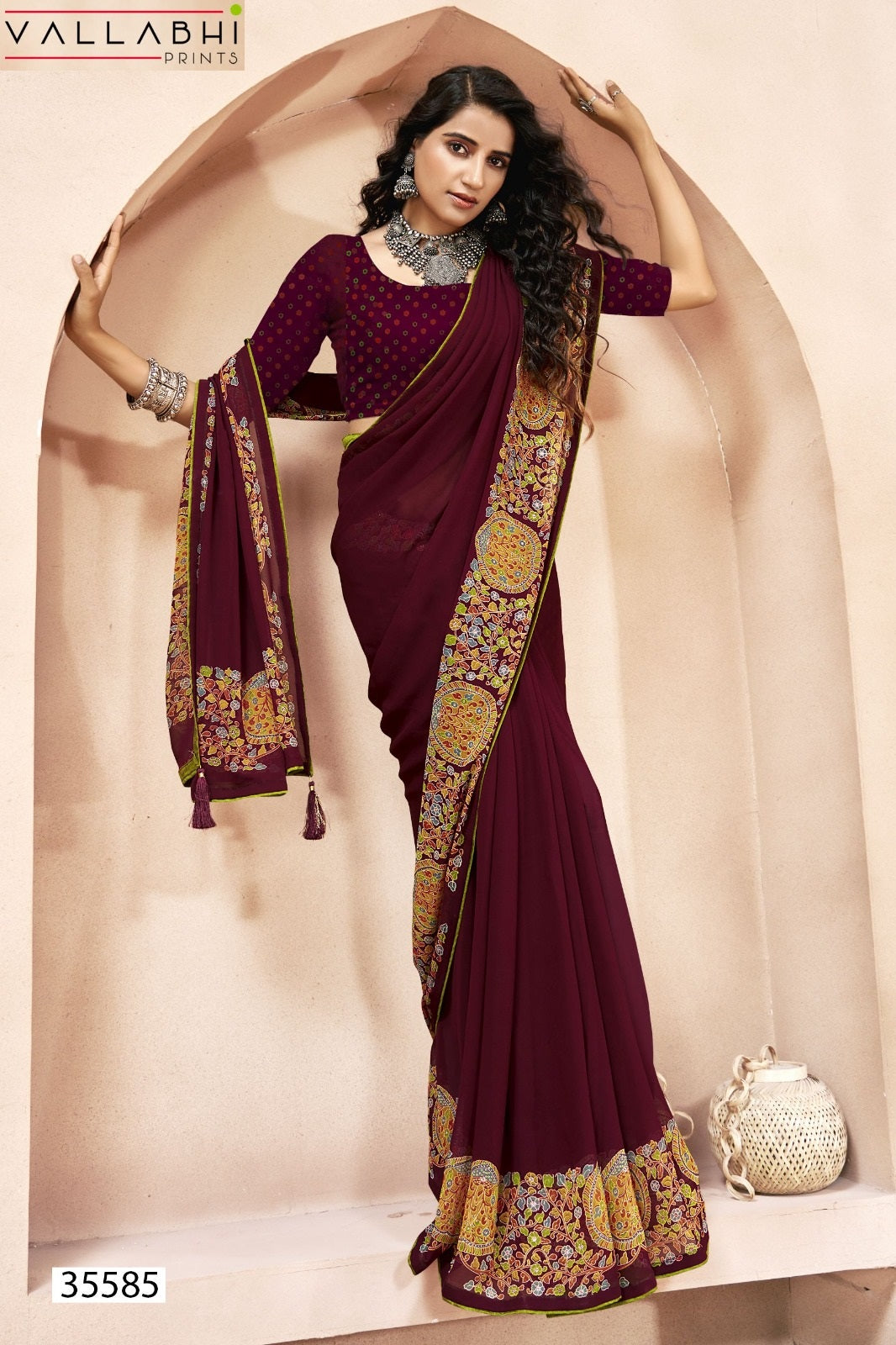 Adhika Vallabhi Prints Georgette Sarees Wholesaler Gujarat