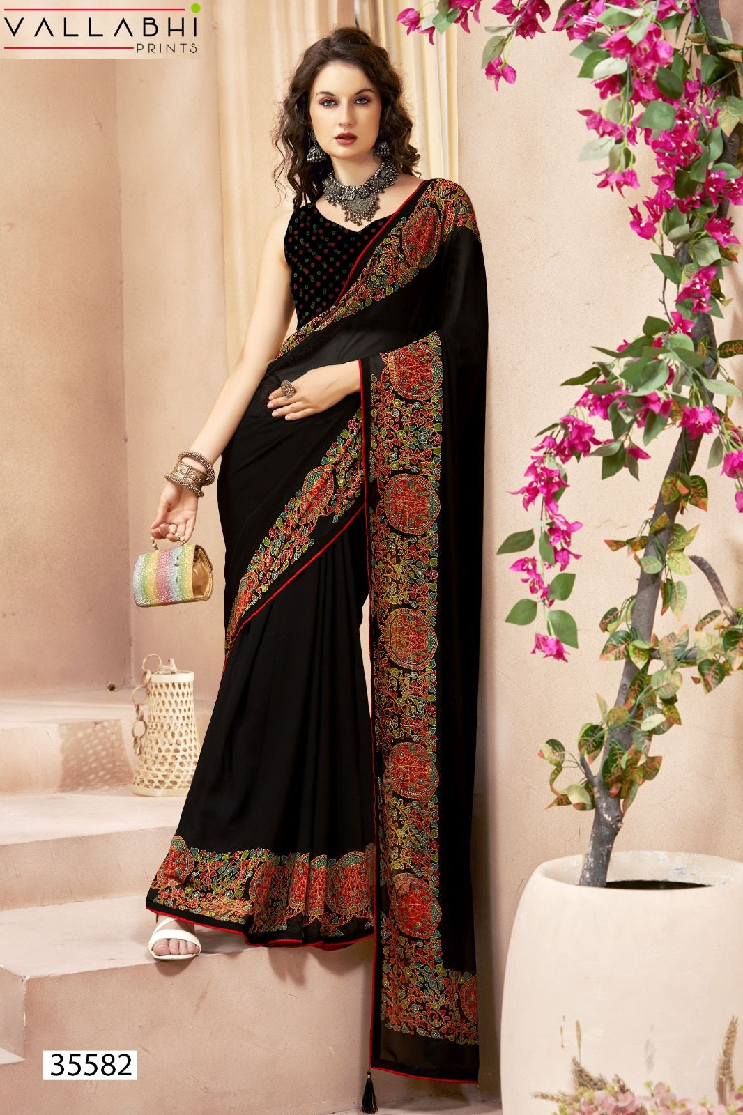 Adhika Vallabhi Prints Georgette Sarees Wholesaler Gujarat