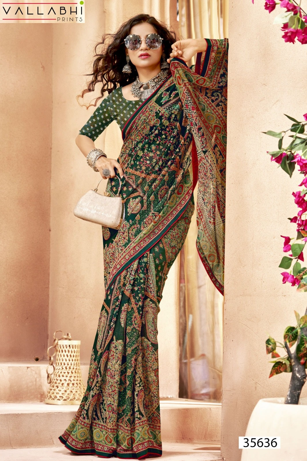 Adhika Vol 2 Vallabhi Prints Georgette Sarees Wholesaler Gujarat