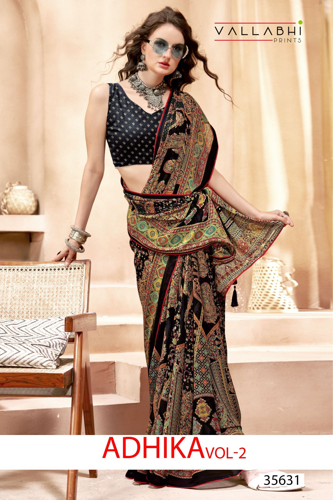 Adhika Vol 2 Vallabhi Prints Georgette Sarees Wholesaler Gujarat