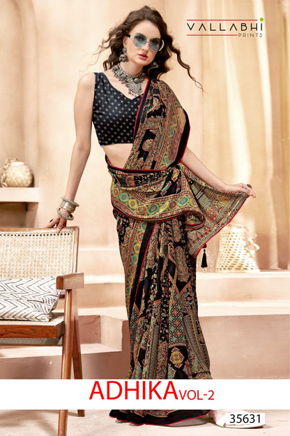 Adhika Vol 2 Vallabhi Prints Georgette Sarees Wholesaler Gujarat