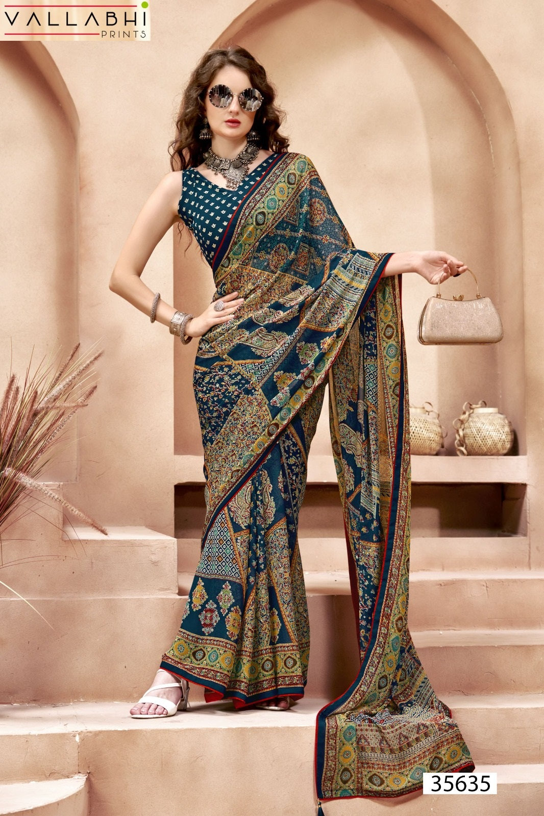 Adhika Vol 2 Vallabhi Prints Georgette Sarees Wholesaler Gujarat