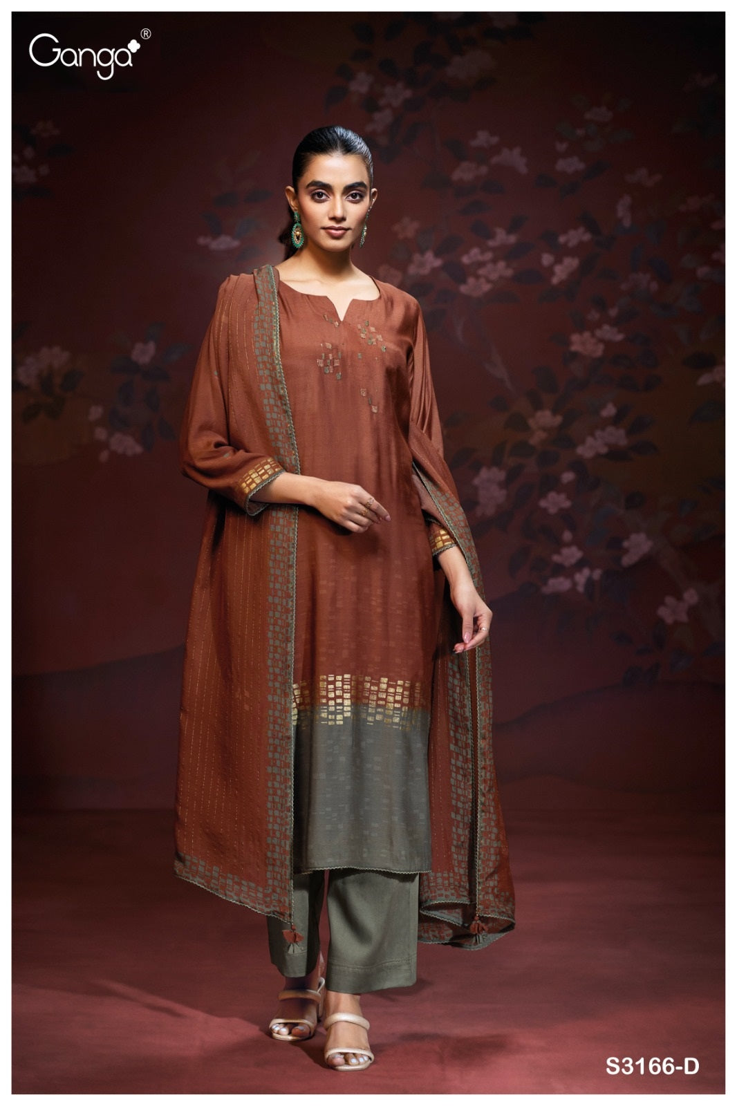 Adhitri 3166 Ganga Premium Bemberg Plazzo Style Suits Manufacturer
