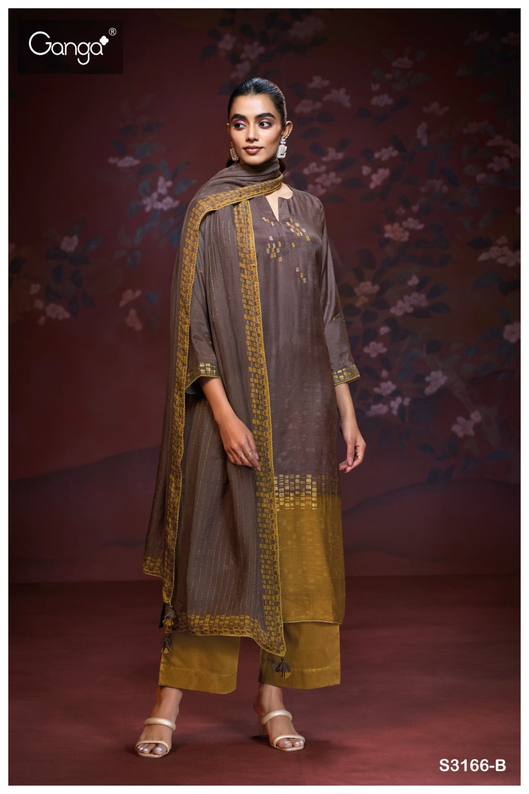 Adhitri 3166 Ganga Premium Bemberg Plazzo Style Suits Manufacturer
