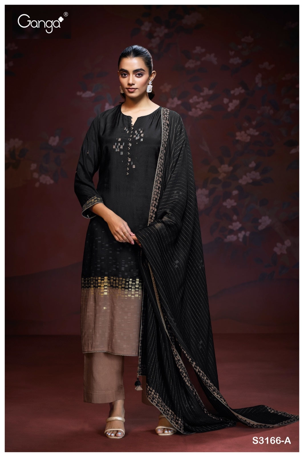 Adhitri 3166 Ganga Premium Bemberg Plazzo Style Suits Manufacturer