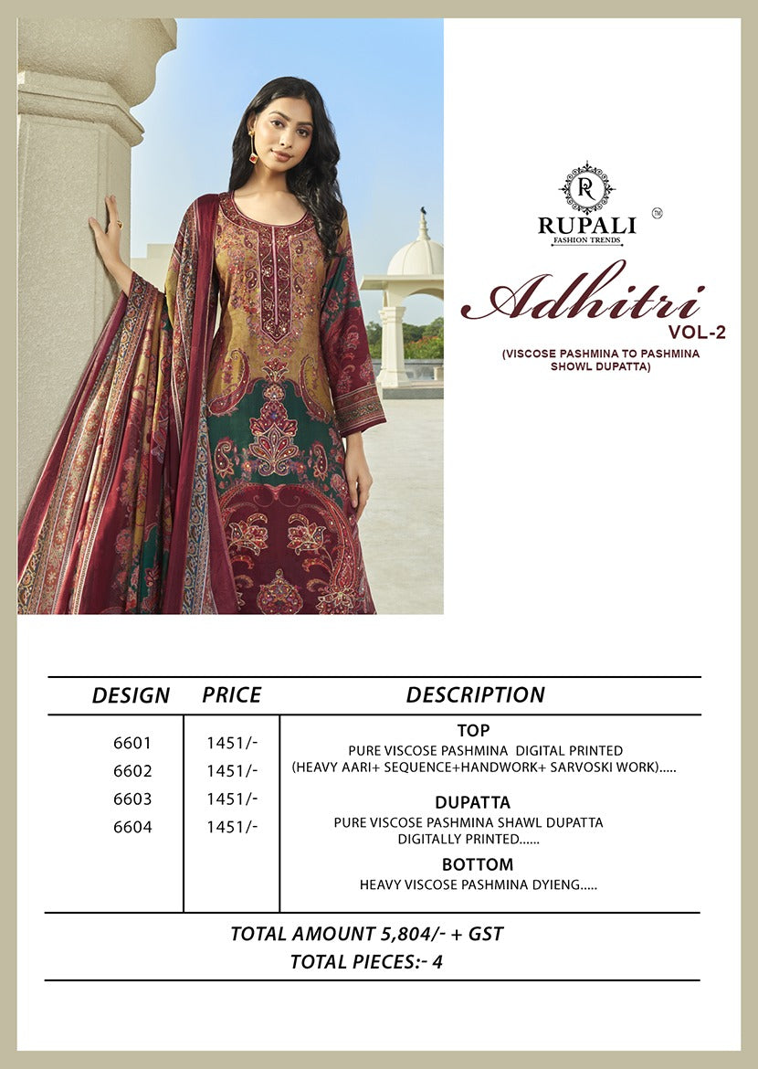 Adhitri Vol 2 Rupali Pashmina Suits Wholesaler India