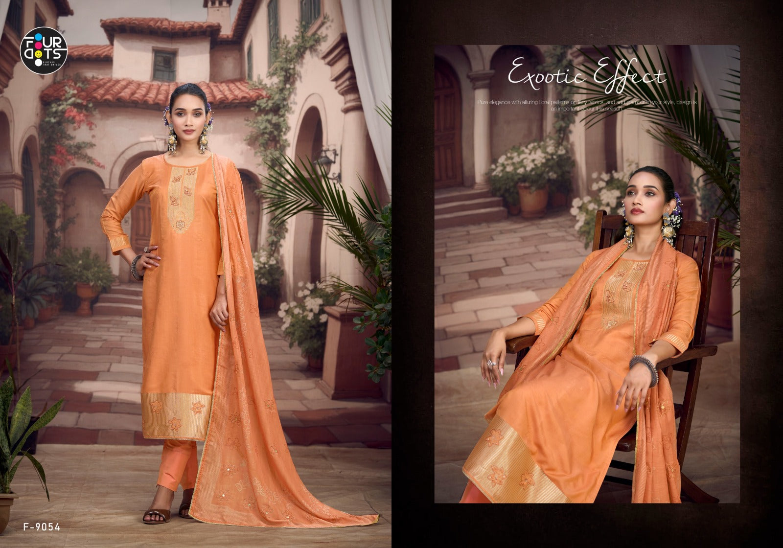 Adira Four Dots Muslin Jacquard Pant Style Suits Exporter India