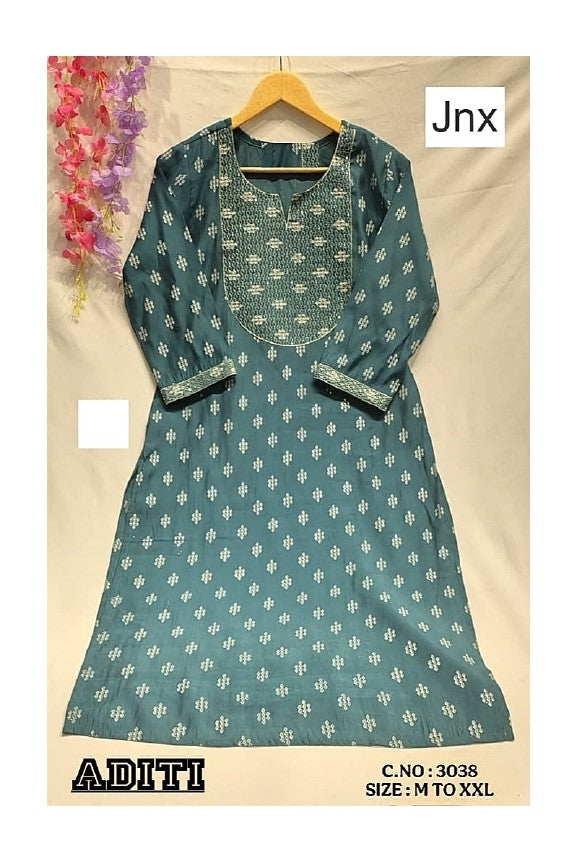 Aditi Jnx Kurti With Pocket Exporter India