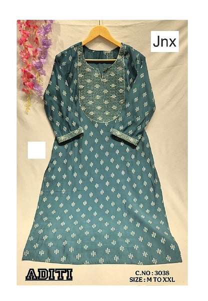 Aditi Jnx Kurti With Pocket Exporter India