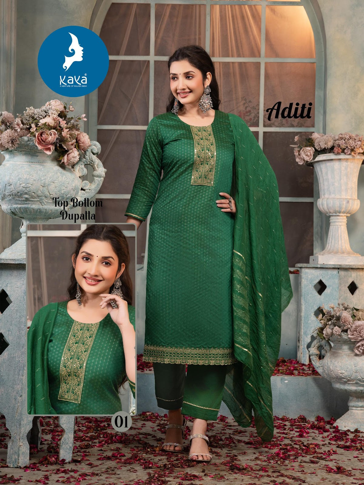 Aditi Kaya Chanderi Readymade Pant Style Suits Wholesaler India