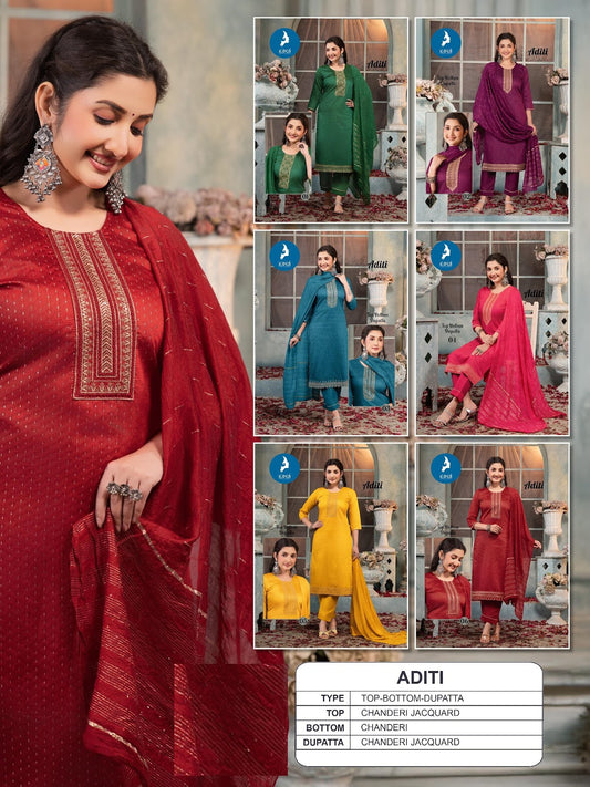 Aditi Kaya Chanderi Readymade Pant Style Suits Wholesaler India