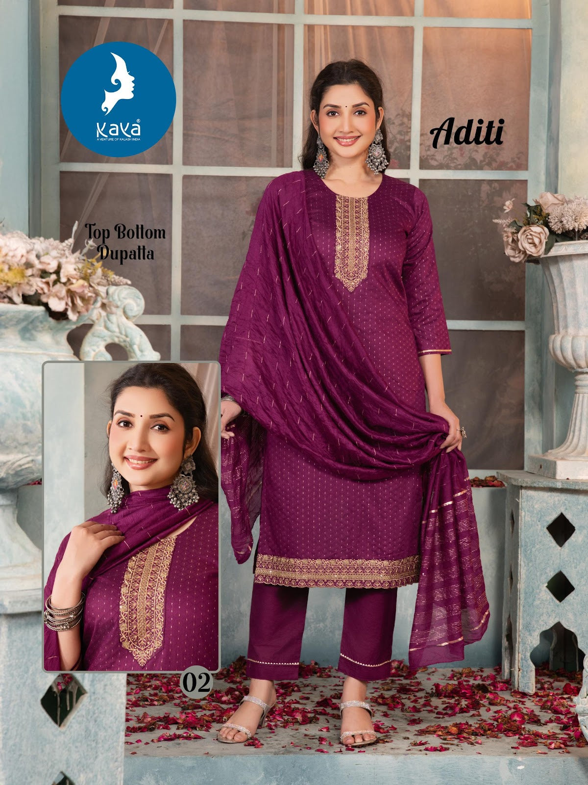 Aditi Kaya Chanderi Readymade Pant Style Suits Wholesaler India