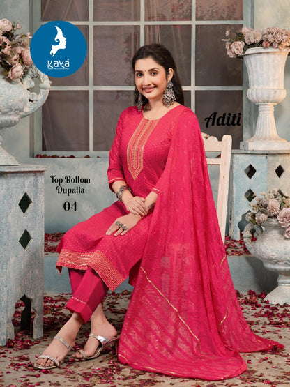 Aditi Kaya Chanderi Readymade Pant Style Suits Wholesaler India