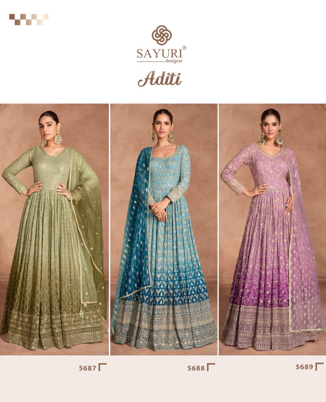 Aditi Sayuri Georgette Gown Dupatta Set Supplier