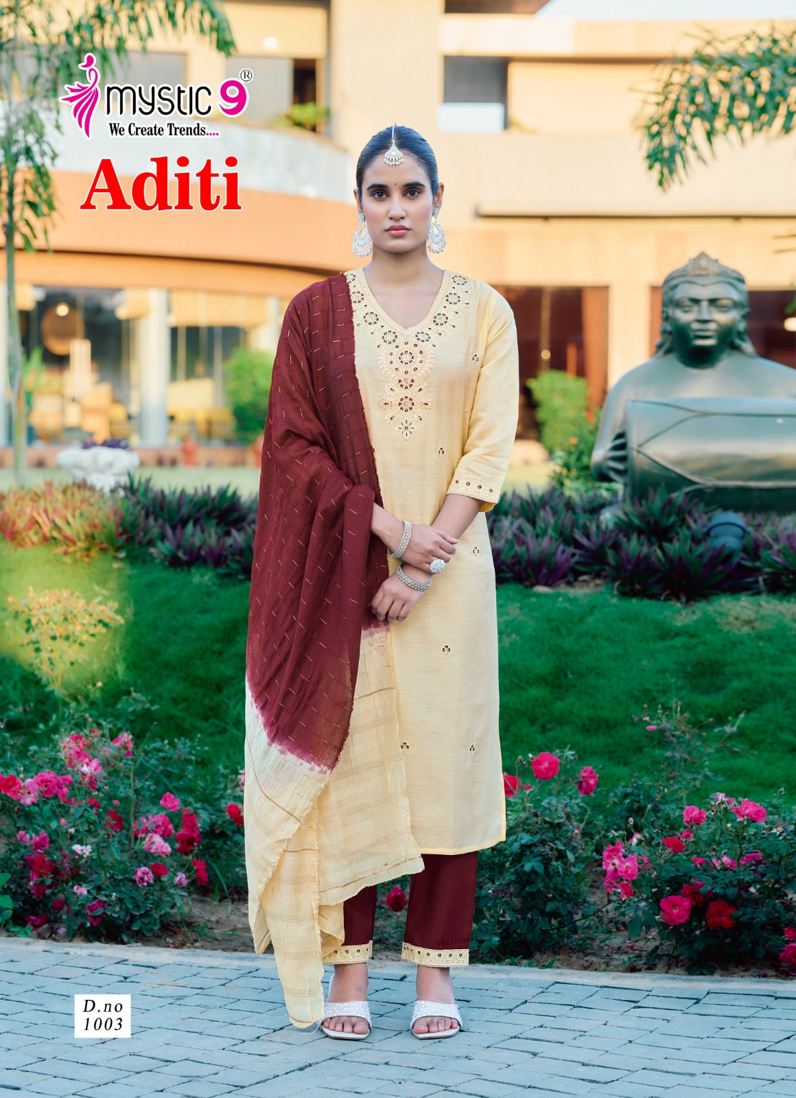 Aditi Vol 1 Mystic 9 Roman Silk Readymade Pant Style Suits Supplier Ahmedabad