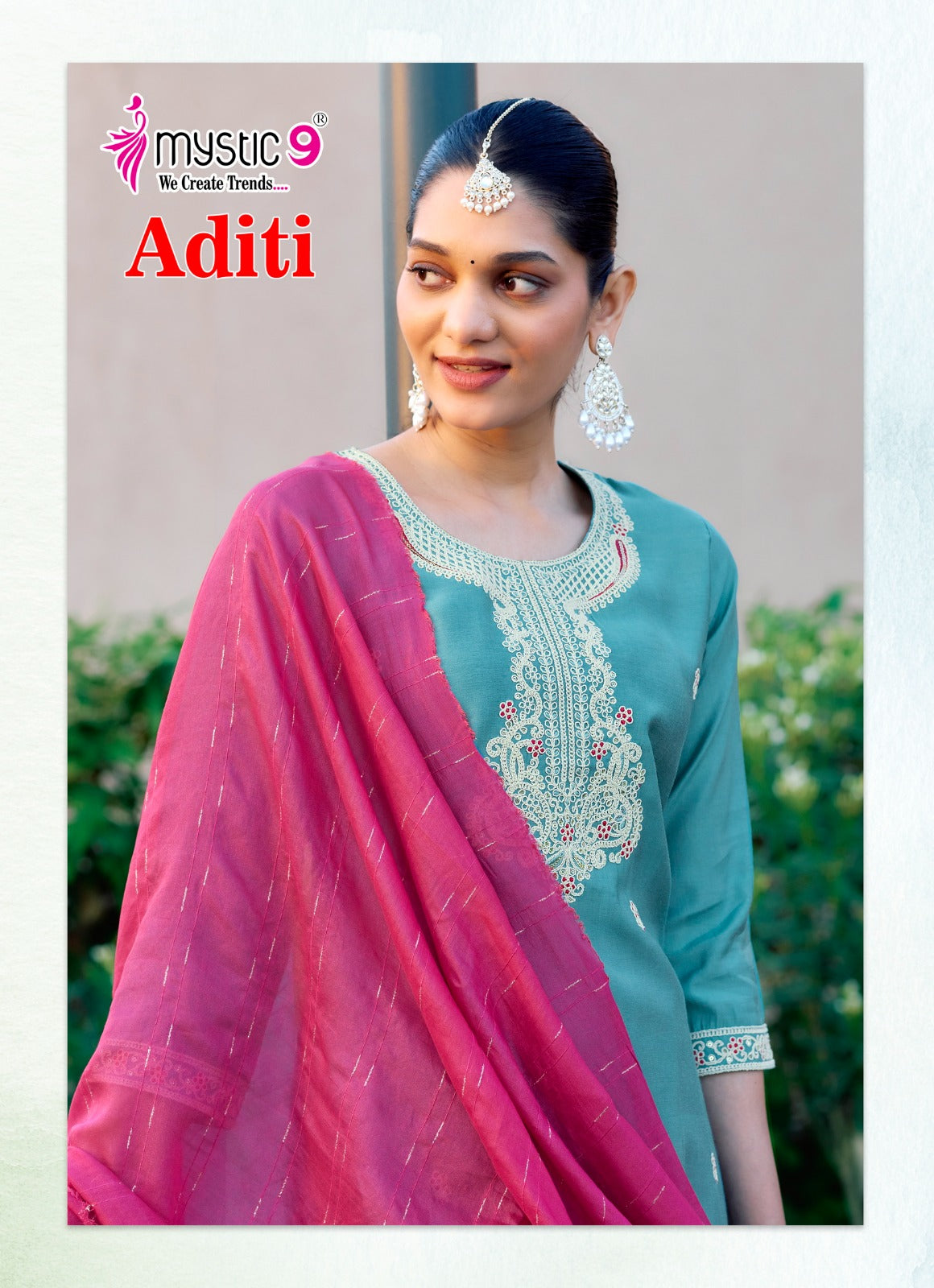 Aditi Vol 1 Mystic 9 Roman Silk Readymade Pant Style Suits Supplier Ahmedabad