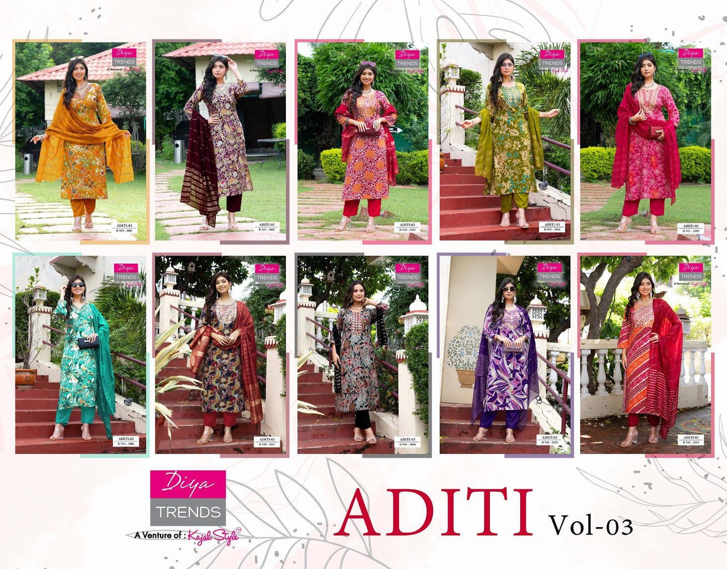 Aditi Vol 3 Diya Trends Rayon Readymade Pant Style Suits Wholesaler Gujarat