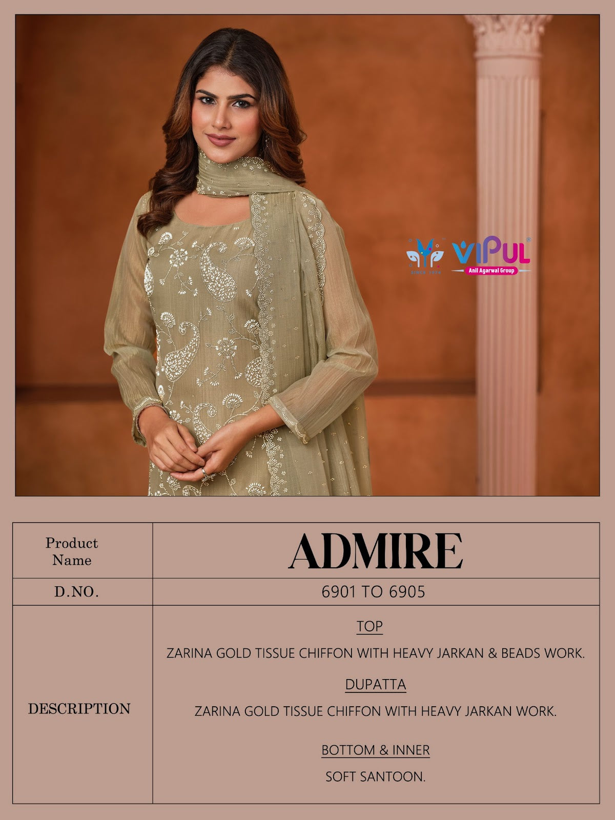 Admire Vipul Tissue Pant Style Suits Exporter Ahmedabad