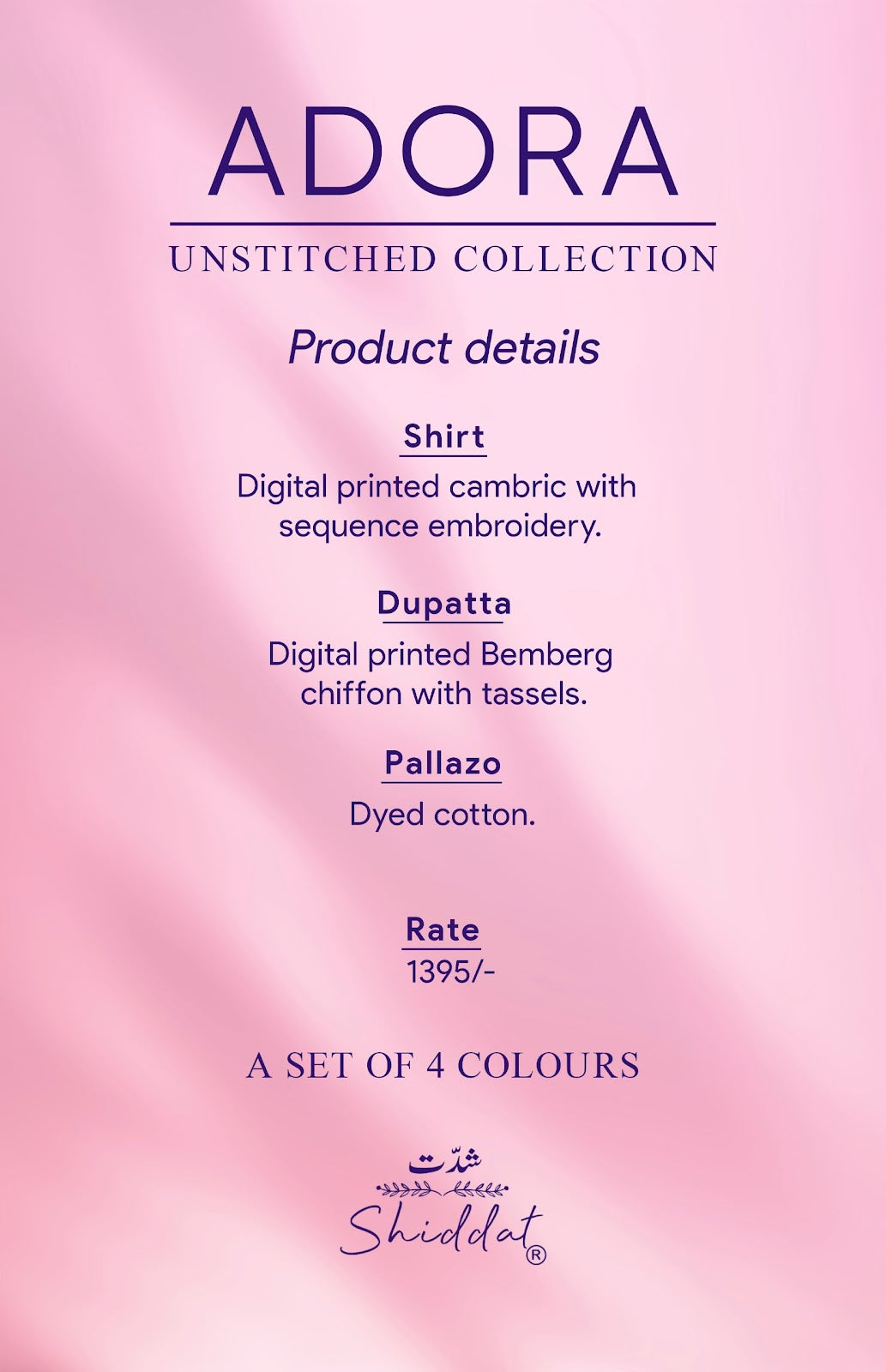 Adora 1002 Shiddat Cambric Plazzo Style Suits Supplier India