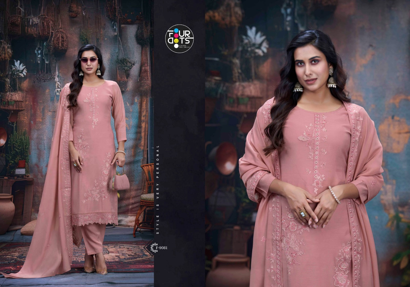 Adora Four Dots Mal Cotton Pant Style Suits Exporter Ahmedabad