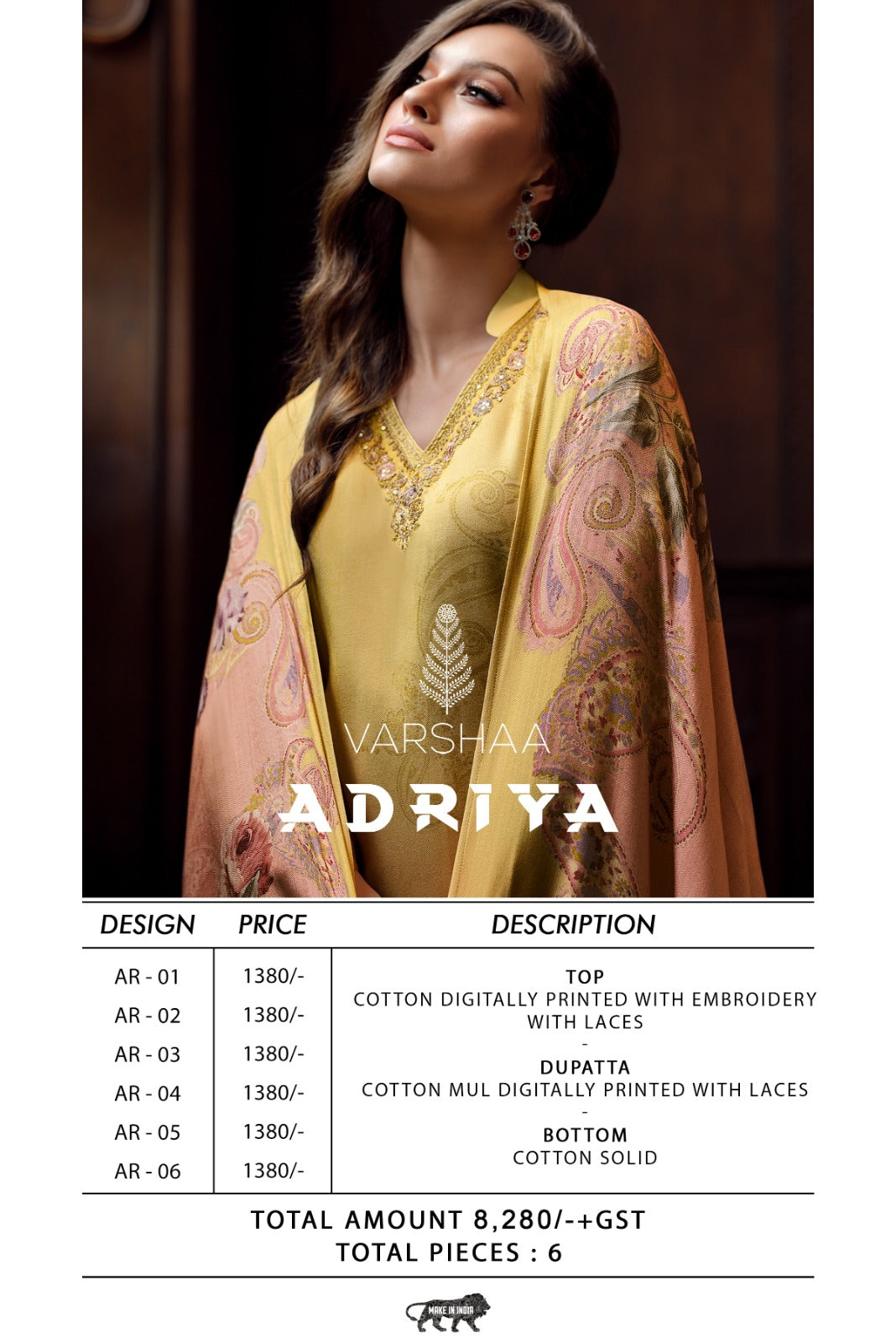 Adriya Varshaa Cotton Plazzo Style Suits Wholesale Price