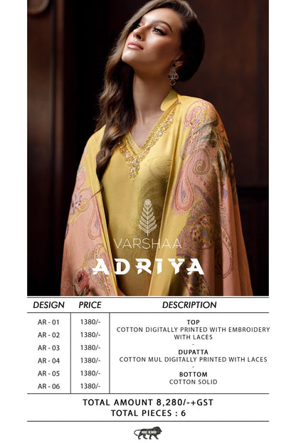 Adriya Varshaa Cotton Plazzo Style Suits Wholesale Price