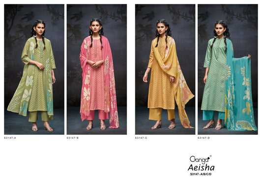 Aeisha S3147 Ganga Cotton Plazzo Style Suits Manufacturer India