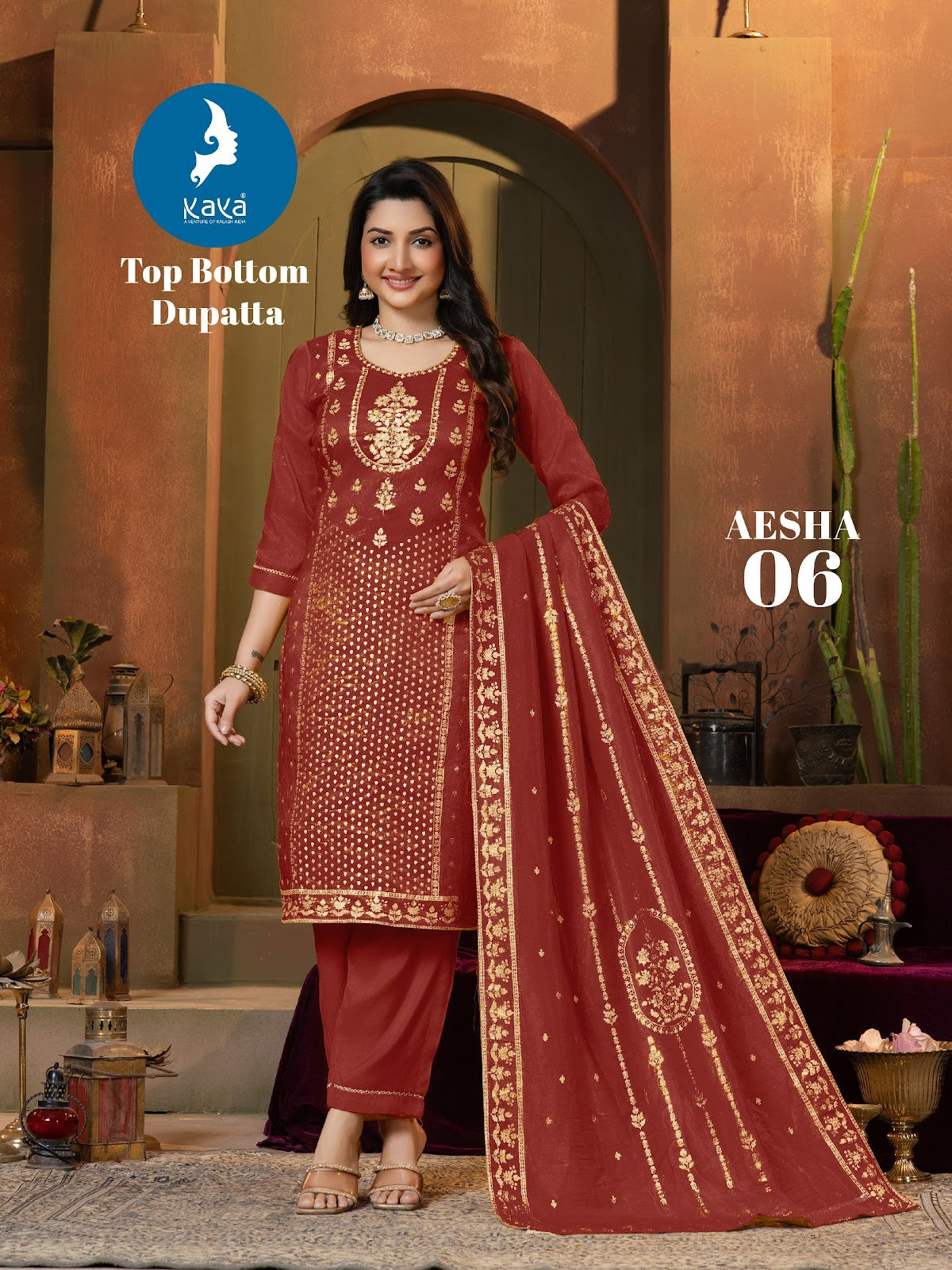 Aesha Kaya Cosmos Readymade Pant Style Suits Exporter India