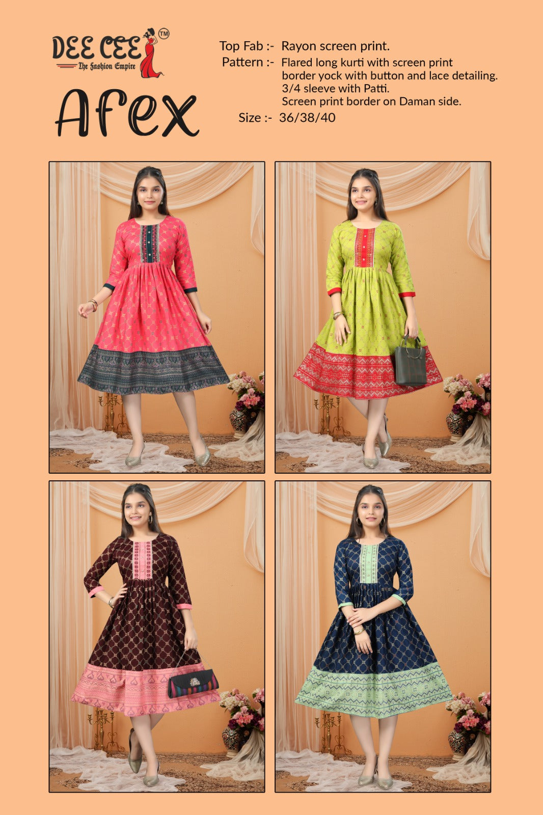 Afex Deecee Rayon Anarkali Kurtis Supplier India