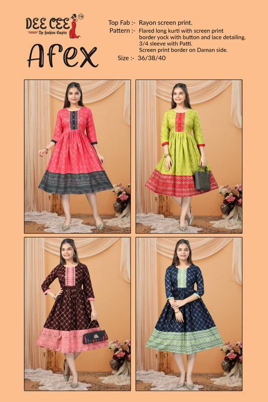 Afex Deecee Rayon Anarkali Kurtis Supplier India