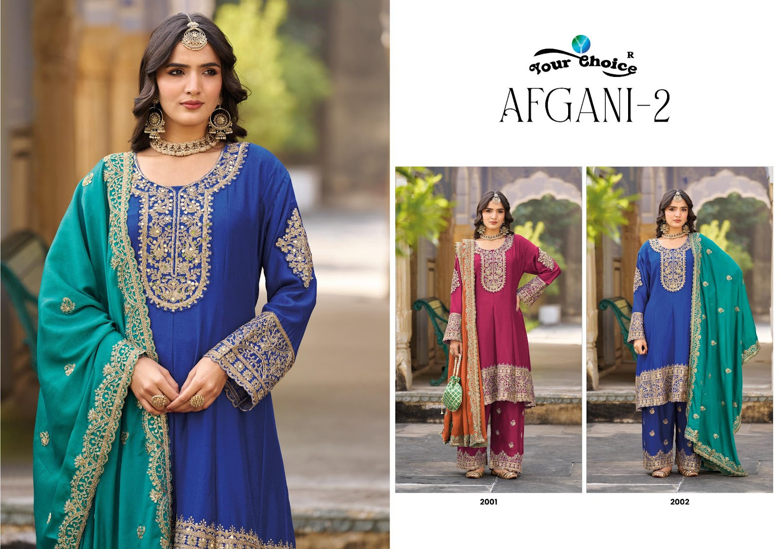 Afgani 2 Your Choice Chinnon Pakistani Readymade Suits Wholesale Price