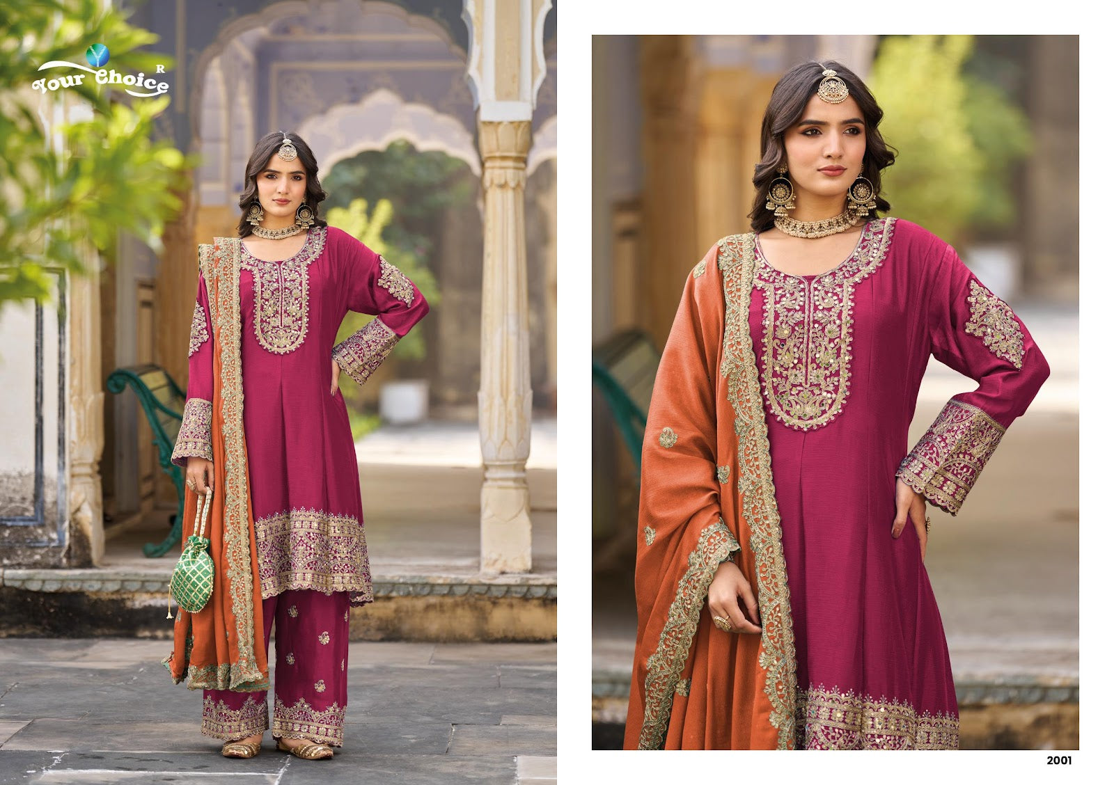 Afgani 2 Your Choice Chinnon Pakistani Readymade Suits Wholesale Price