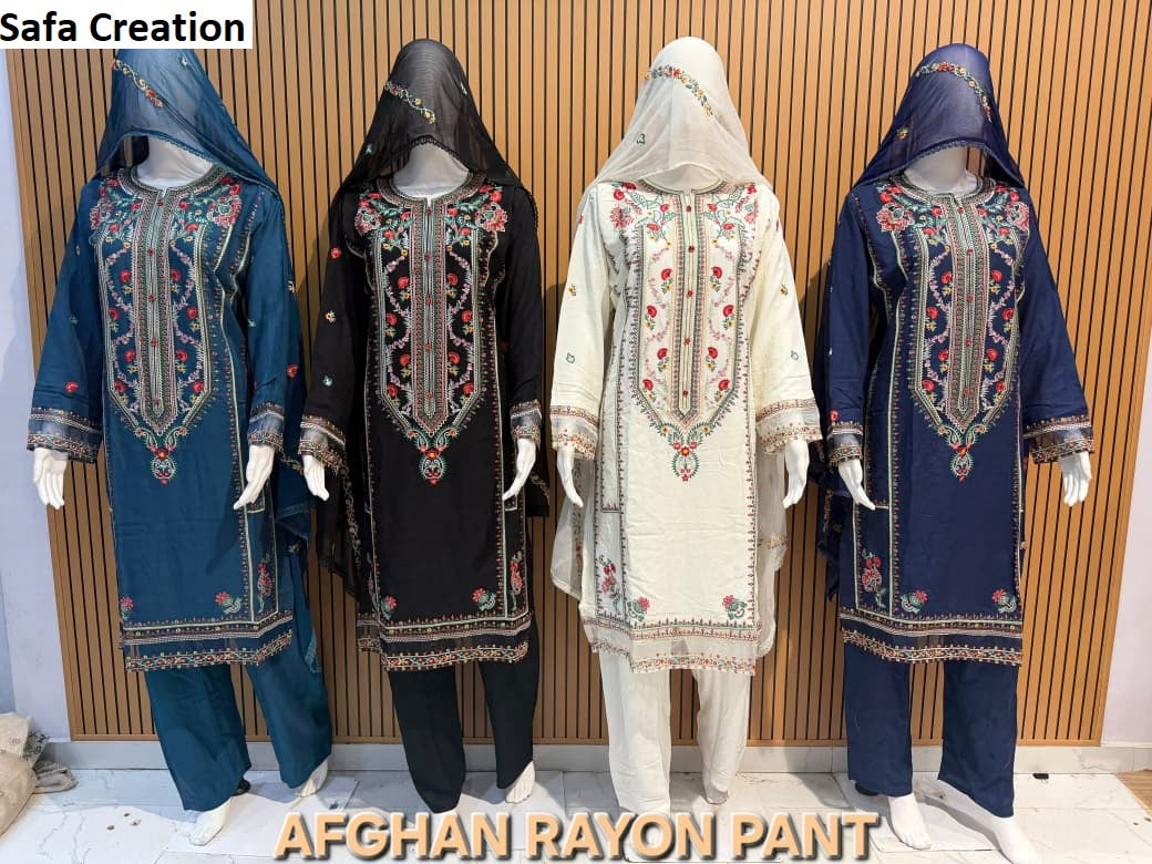 Afghan Rayon Safa Creation Pakistani Readymade Suits Supplier