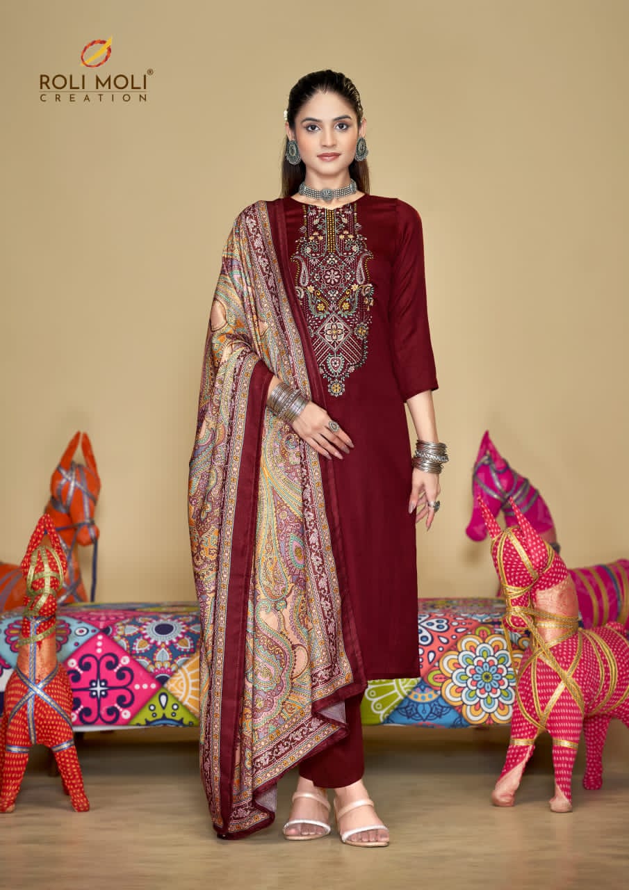 Afifa Roli Moli Pashmina Suits Manufacturer Gujarat