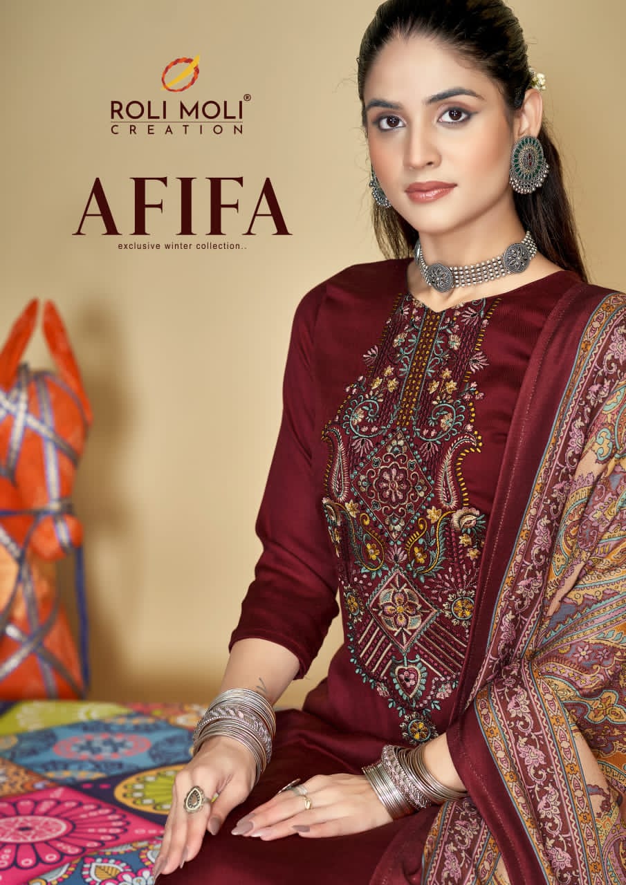 Afifa Roli Moli Pashmina Suits Manufacturer Gujarat