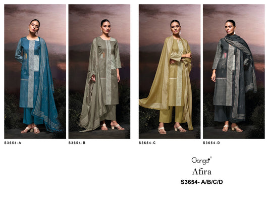 Afira 3654 Ganga Premium Cotton Plazzo Style Suits Wholesaler Ahmedabad