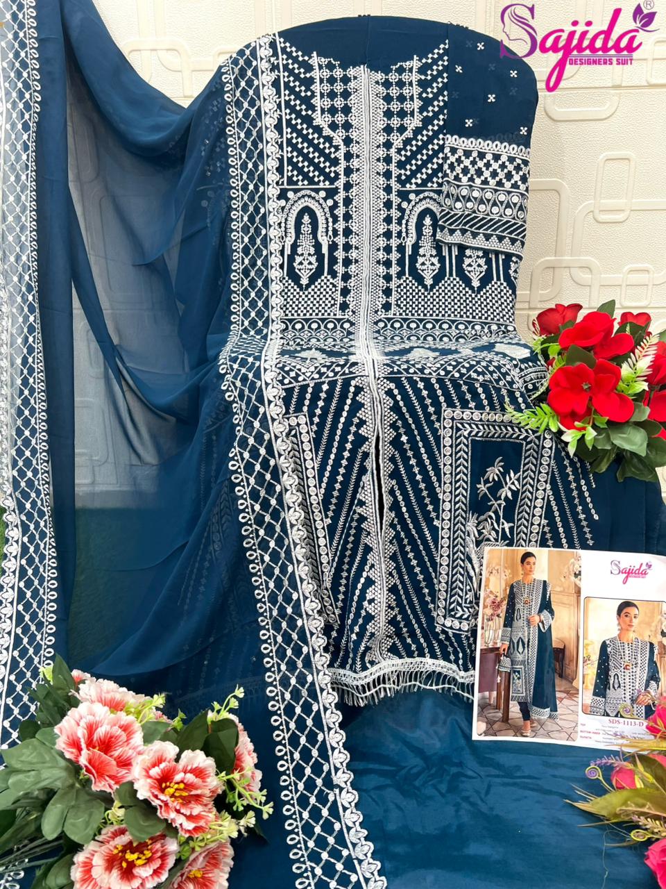 Afrana 1113 Sajida Georgette Pakistani Salwar Suits Supplier Ahmedabad