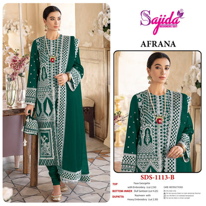 Afrana 1113 Sajida Georgette Pakistani Salwar Suits Supplier Ahmedabad